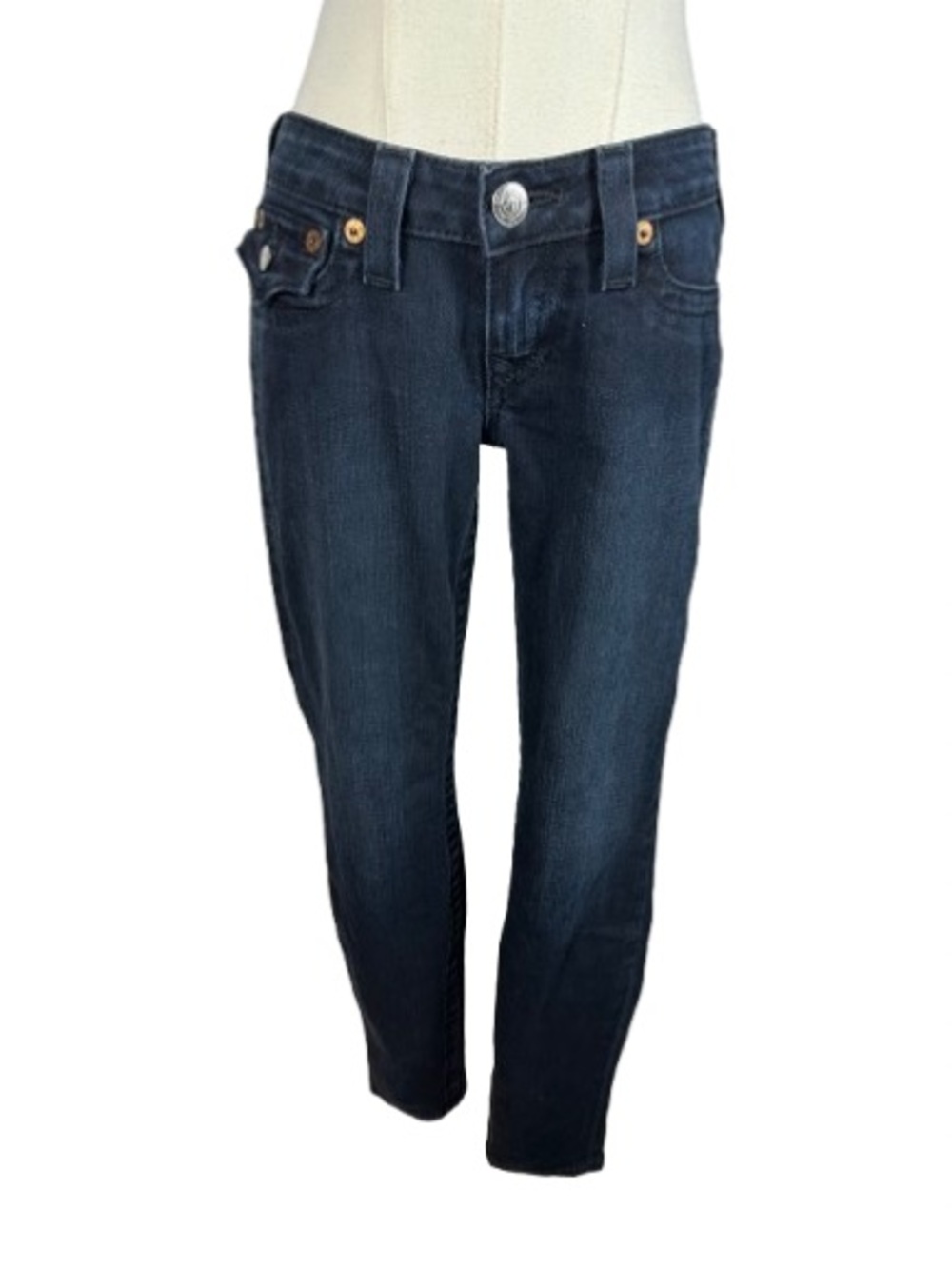 True Religion Dark Indigo Ankle Slim Jeans